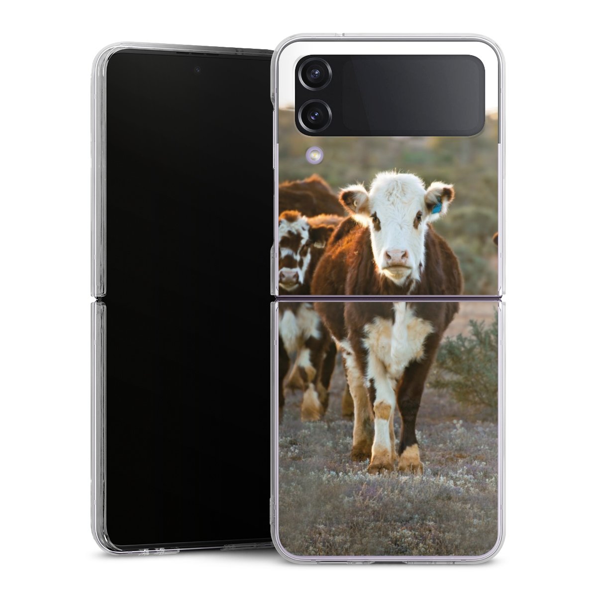 Galaxy Z Flip 4 Handy Hard Case Schutzhülle transparent Smartphone Handy Hülle Cow Farmer Calf Hard Case