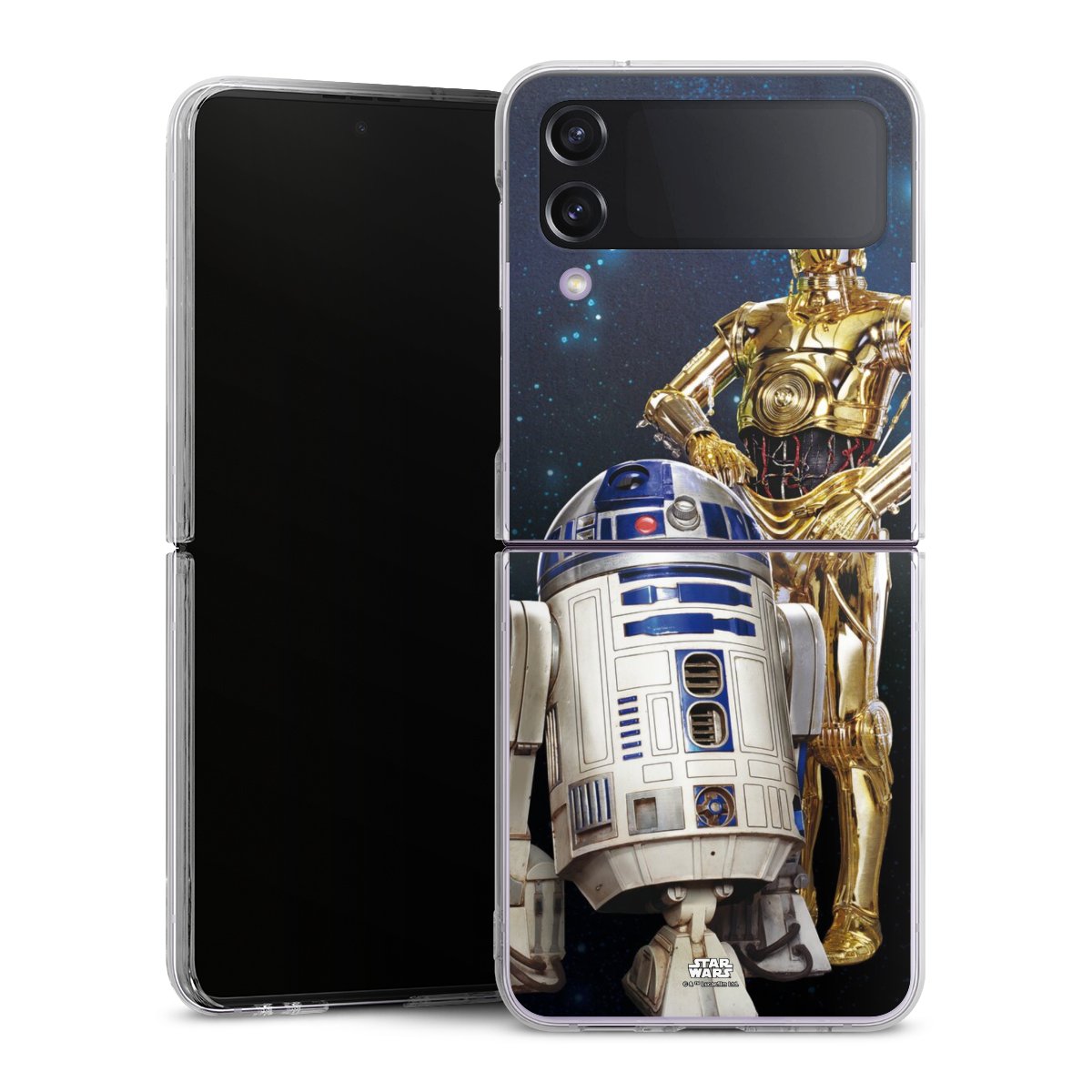 Galaxy Z Flip 4 Handy Hard Case Schutzhülle transparent Smartphone Handy Hülle Weltall Star Wars R2d2 Hard Case