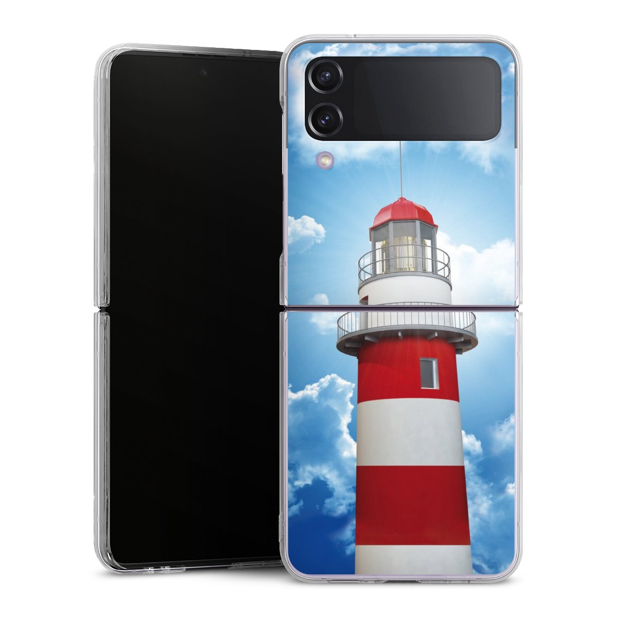 Galaxy Z Flip 4 Handy Hard Case Schutzhülle transparent Smartphone Handy Hülle Lighthouse Sky Cloud Hard Case