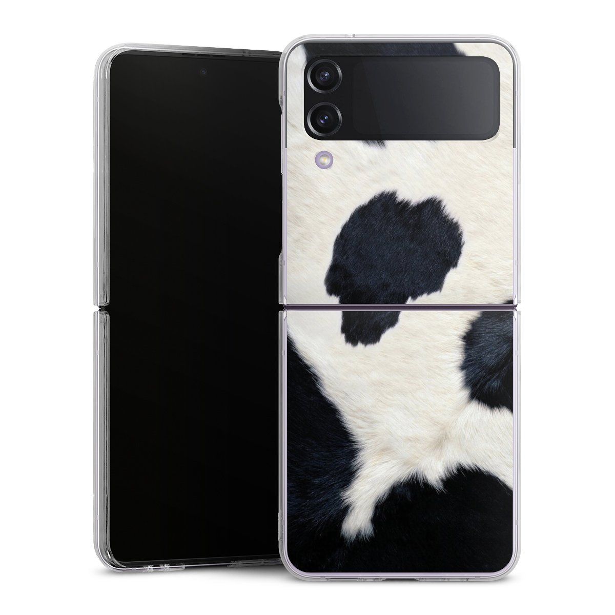 Galaxy Z Flip 4 Handy Hard Case Schutzhülle transparent Smartphone Handy Hülle Animal Look Animal Print Cow Skin Hard Case