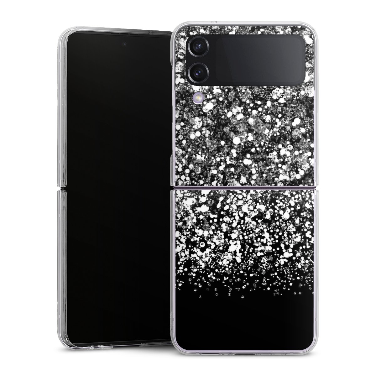 Galaxy Z Flip 4 Handy Hard Case Schutzhülle transparent Smartphone Handy Hülle Glitzer Snowflake Muster Hard Case