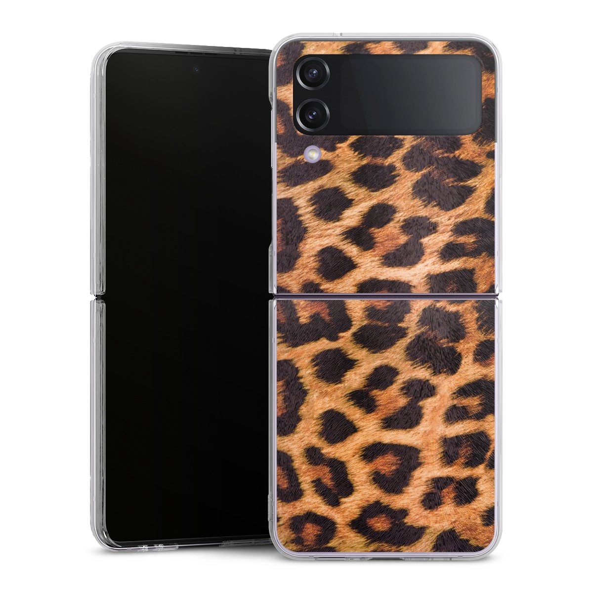 Galaxy Z Flip 4 Handy Hard Case Schutzhülle transparent Smartphone Handy Hülle Animal Print Leopard Fur Hard Case