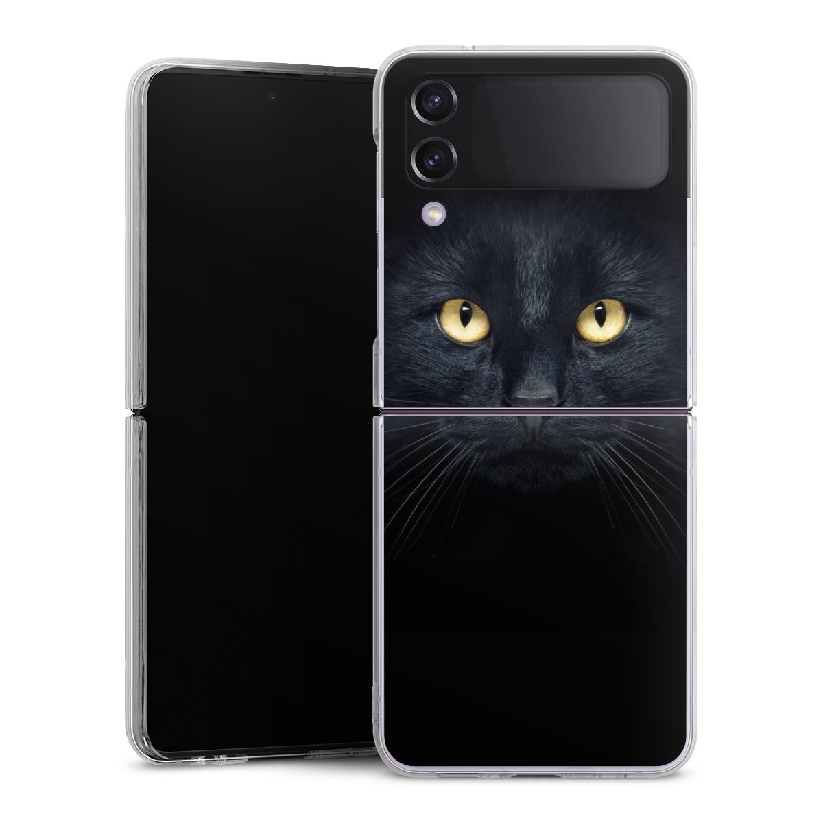 Galaxy Z Flip 4 Handy Hard Case Schutzhülle transparent Smartphone Handy Hülle Eye Cat Black Hard Case