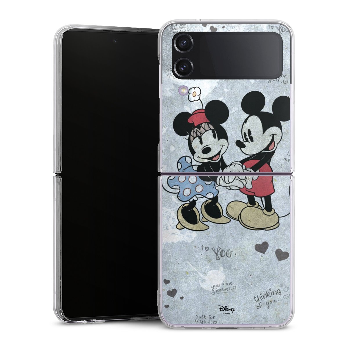 Galaxy Z Flip 4 Handy Hard Case Schutzhülle transparent Smartphone Handy Hülle Mickey & Minnie Mouse Vintage Disney Hard Case