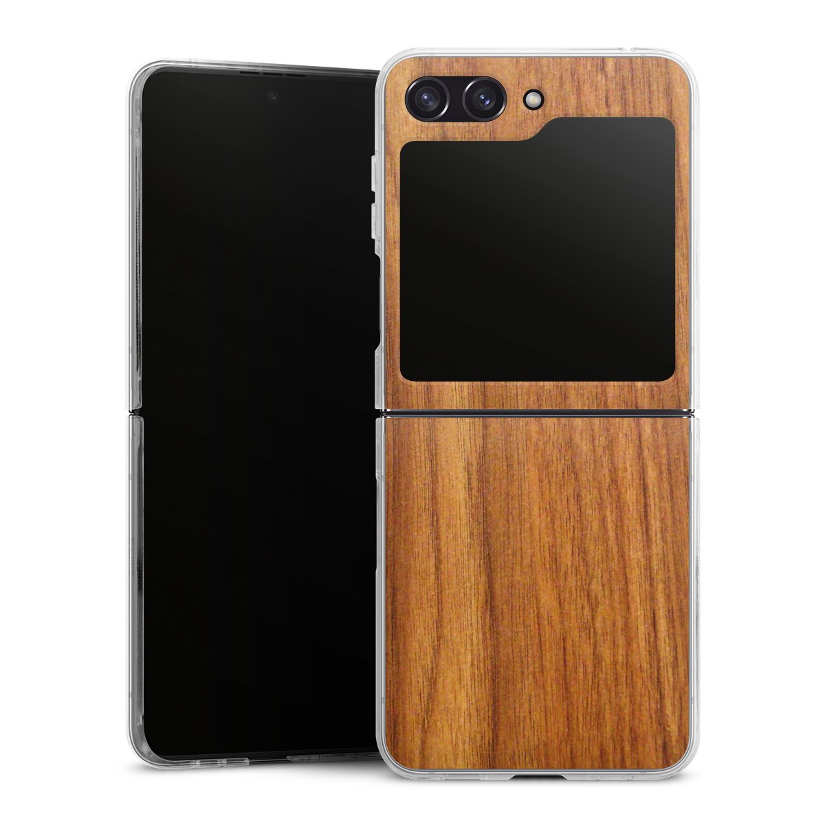 Galaxy Z Flip 5 Handy Hard Case Schutzhülle transparent Smartphone Handy Hülle Wood Larch Wooden Look Hard Case