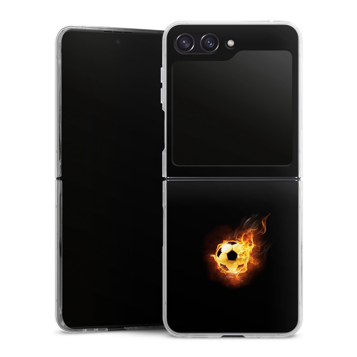 Galaxy Z Flip 5 Handy Hard Case Schutzhülle transparent Smartphone Handy Hülle Ball Fire Soccer Hard Case