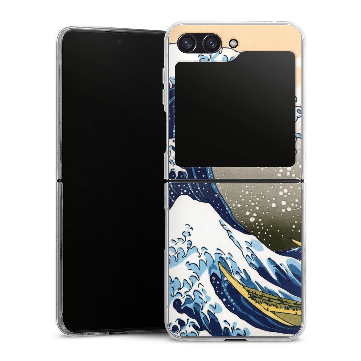 Galaxy Z Flip 5 Handy Hard Case Schutzhülle transparent Smartphone Handy Hülle Kunst Katsushika Hokusai Die Große Welle Vor Kanagawa Hard Case