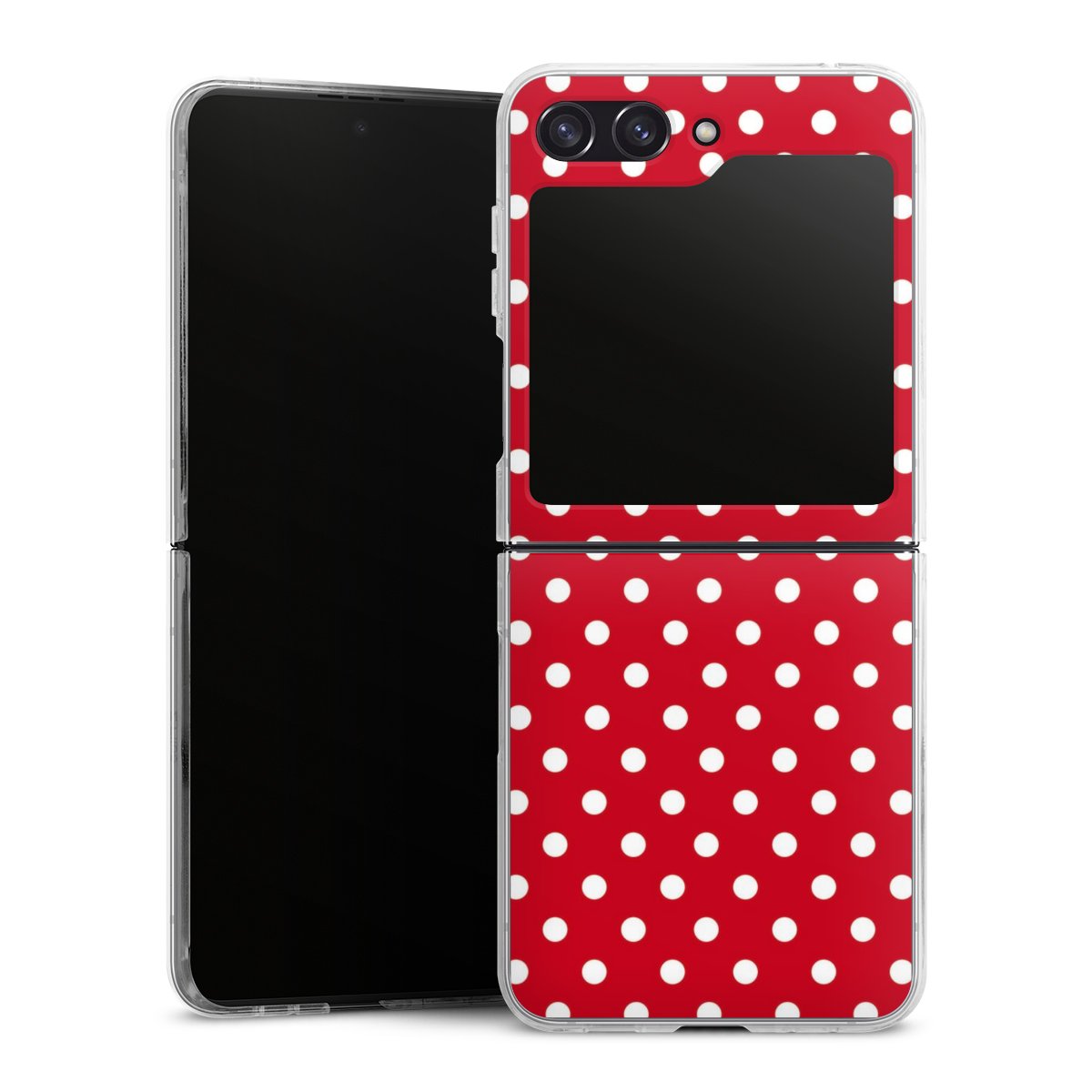 Galaxy Z Flip 5 Handy Hard Case Schutzhülle transparent Smartphone Handy Hülle Points Polka Dots Retro Hard Case