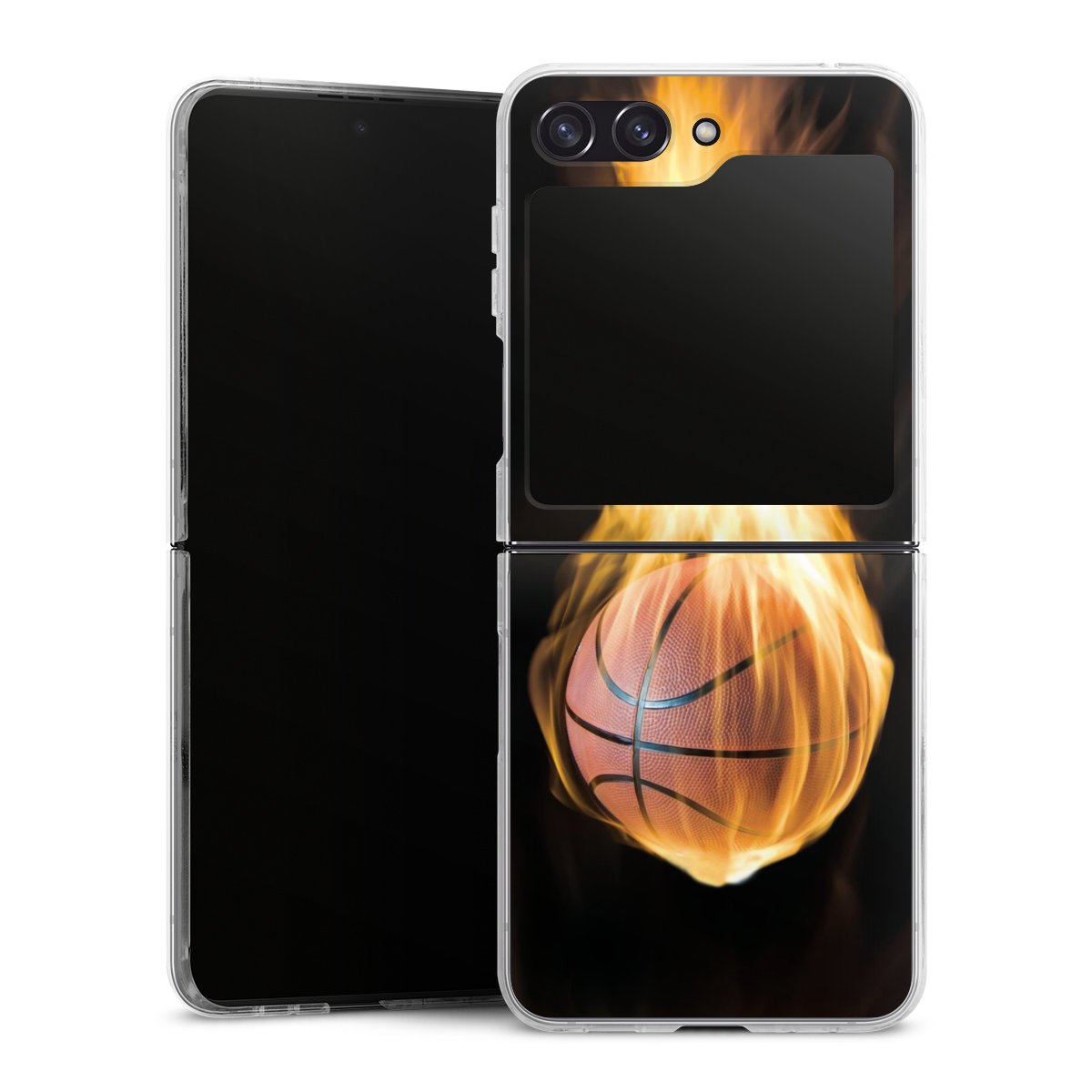 Galaxy Z Flip 5 Handy Hard Case Schutzhülle transparent Smartphone Handy Hülle Basketball Sports Fire Hard Case