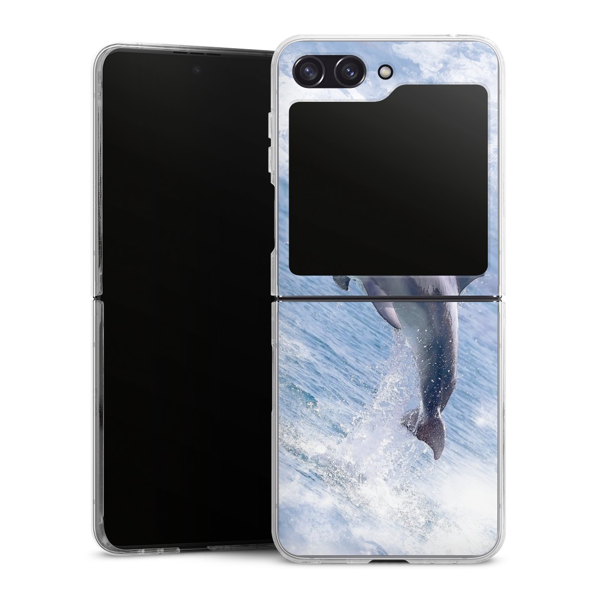 Galaxy Z Flip 5 Handy Hard Case Schutzhülle transparent Smartphone Handy Hülle Dolphin Ocean Wale Hard Case