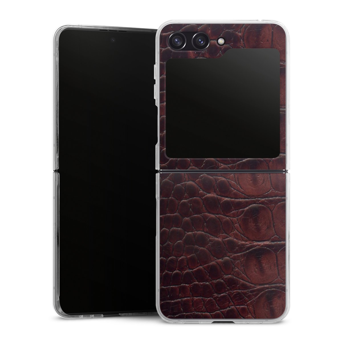 Galaxy Z Flip 5 Handy Hard Case Schutzhülle transparent Smartphone Handy Hülle Crocodile Animal Print Leather Hard Case