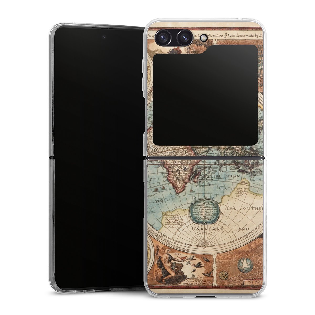 Galaxy Z Flip 5 Handy Hard Case Schutzhülle transparent Smartphone Handy Hülle World Map Vintage Map Hard Case