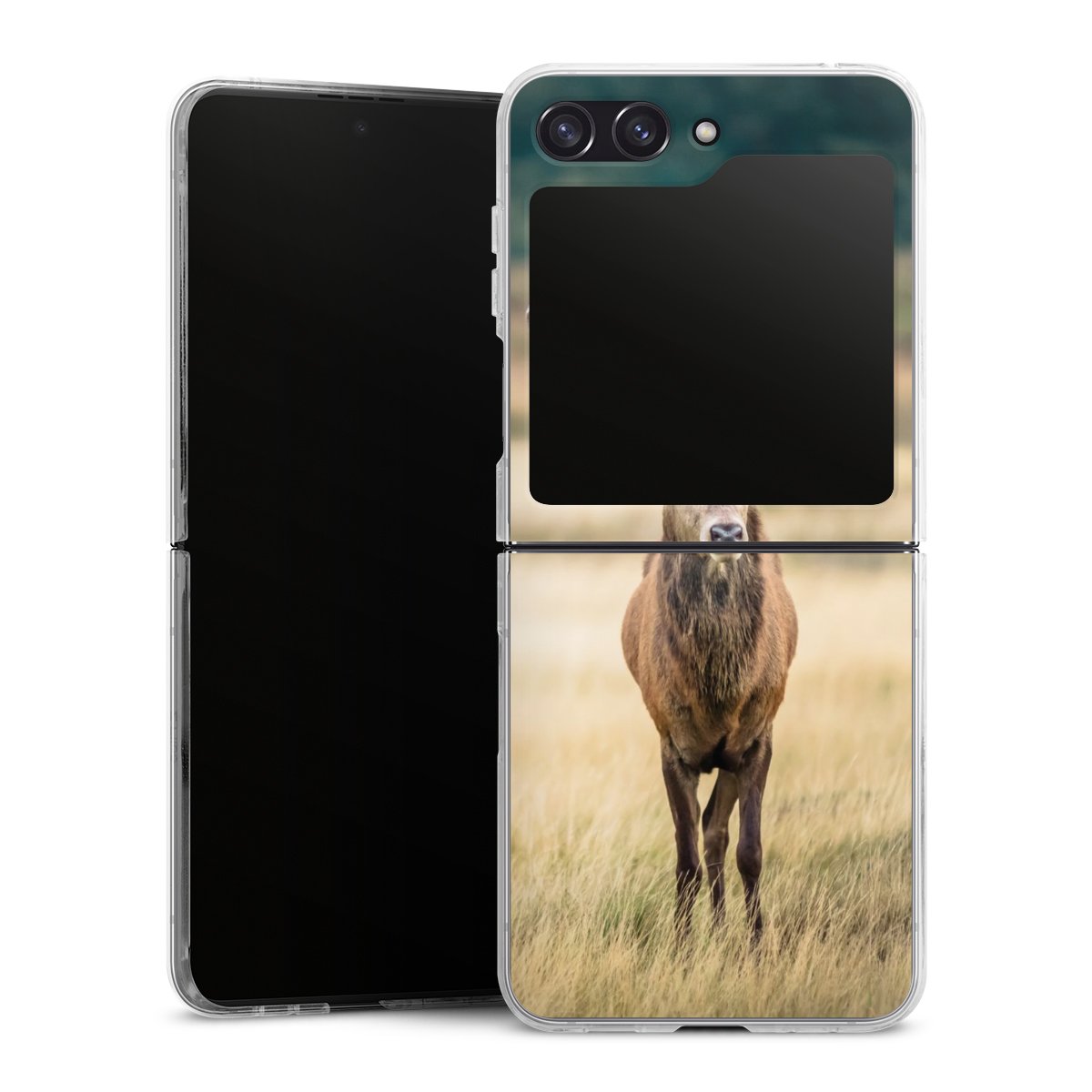 Galaxy Z Flip 5 Handy Hard Case Schutzhülle transparent Smartphone Handy Hülle Deer Meadow Forrest Hard Case