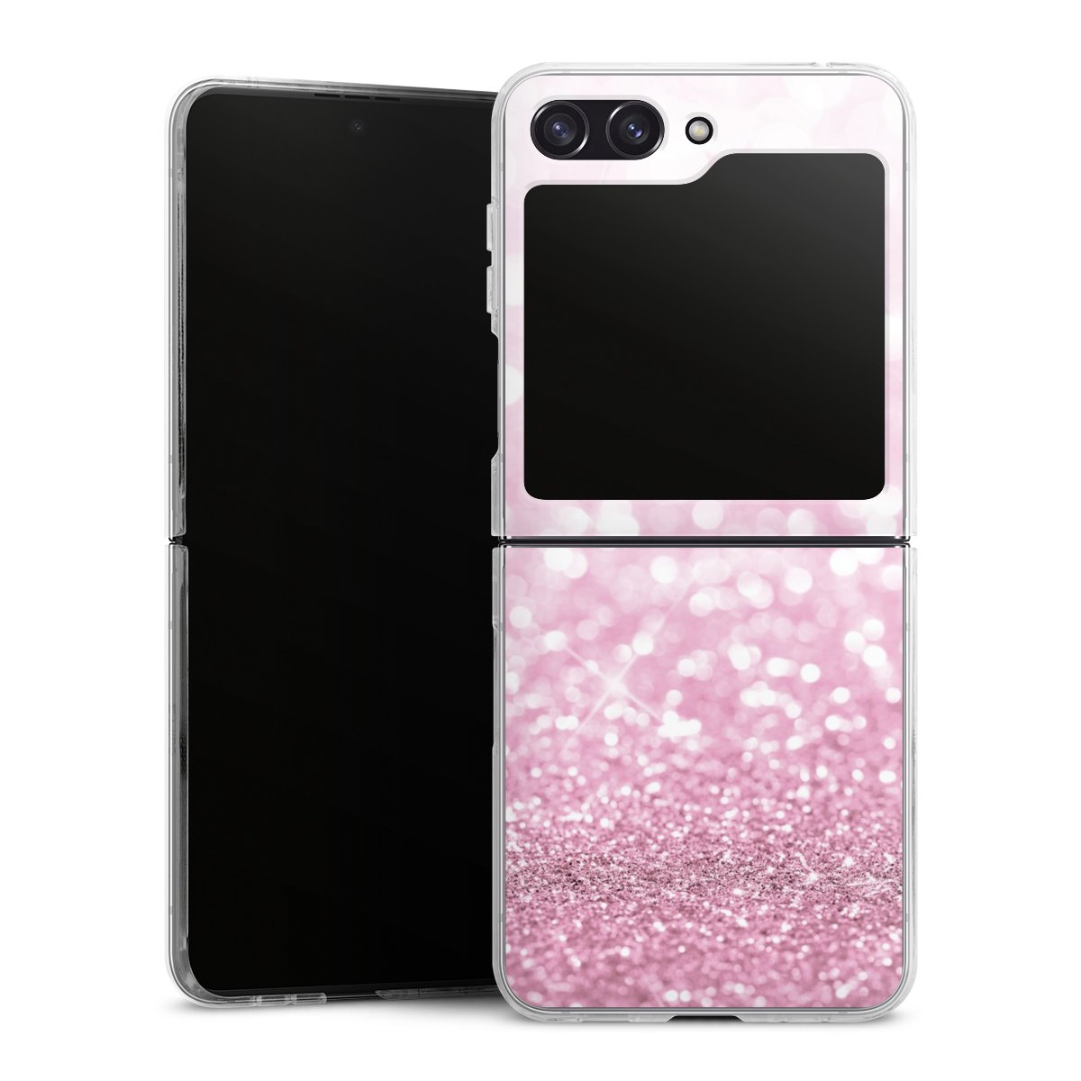 Galaxy Z Flip 5 Handy Hard Case Schutzhülle transparent Smartphone Handy Hülle Glitzer Pink Shine Hard Case