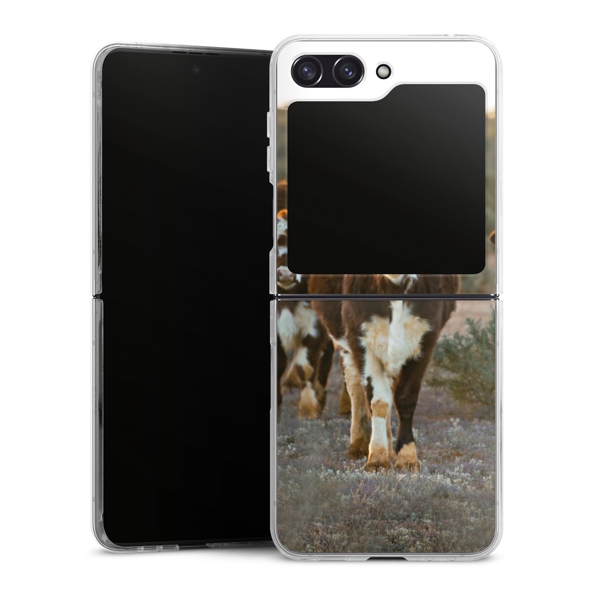 Galaxy Z Flip 5 Handy Hard Case Schutzhülle transparent Smartphone Handy Hülle Cow Farmer Calf Hard Case