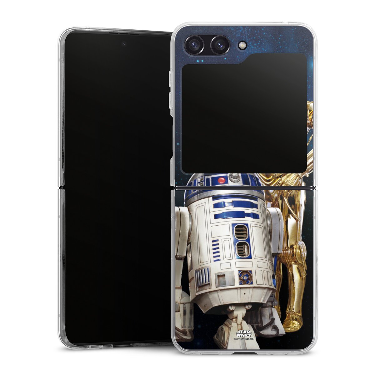 Galaxy Z Flip 5 Handy Hard Case Schutzhülle transparent Smartphone Handy Hülle Weltall Star Wars R2d2 Hard Case