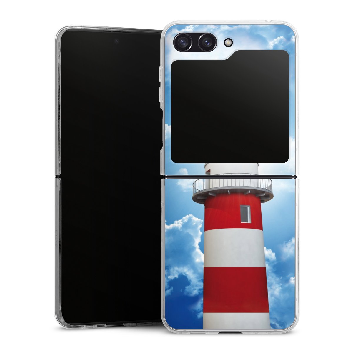 Galaxy Z Flip 5 Handy Hard Case Schutzhülle transparent Smartphone Handy Hülle Lighthouse Sky Cloud Hard Case