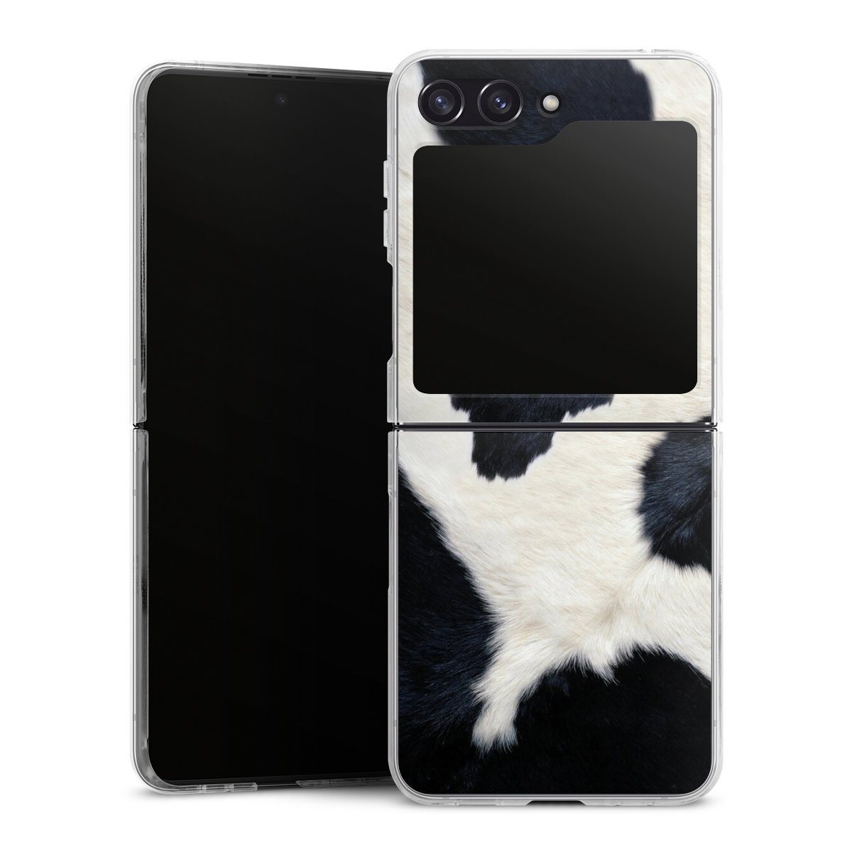 Galaxy Z Flip 5 Handy Hard Case Schutzhülle transparent Smartphone Handy Hülle Animal Look Animal Print Cow Skin Hard Case