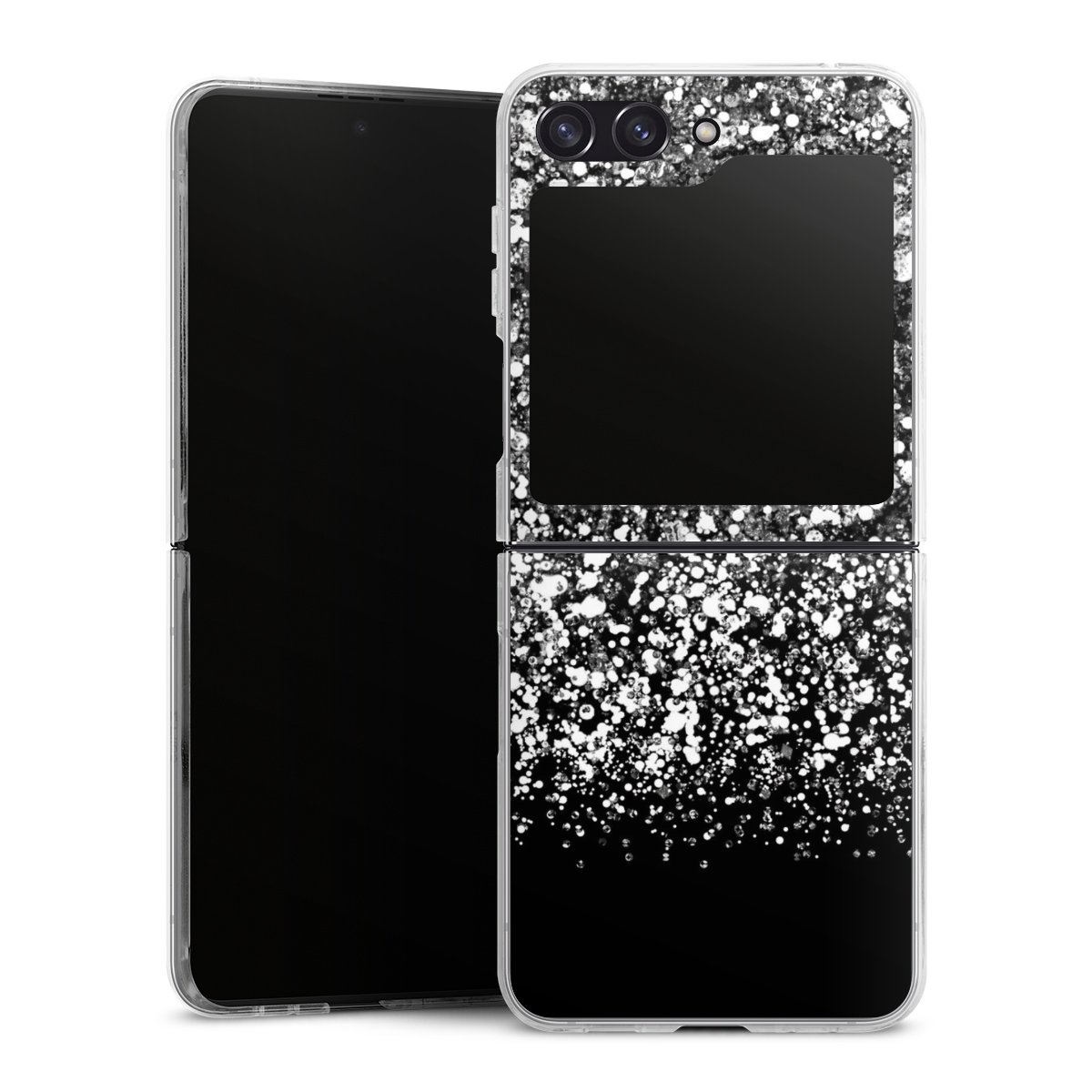 Galaxy Z Flip 5 Handy Hard Case Schutzhülle transparent Smartphone Handy Hülle Glitzer Snowflake Muster Hard Case