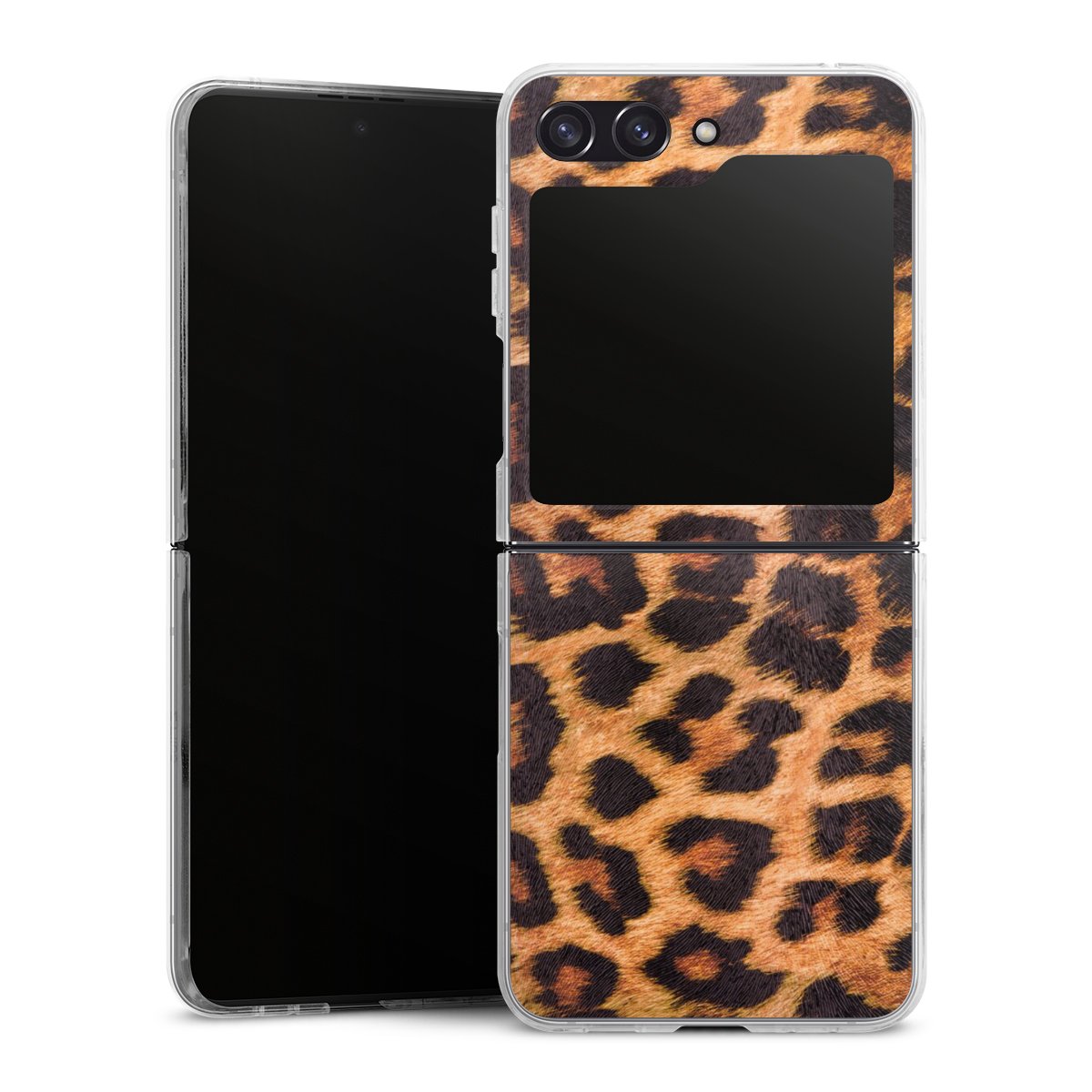 Galaxy Z Flip 5 Handy Hard Case Schutzhülle transparent Smartphone Handy Hülle Animal Print Leopard Fur Hard Case