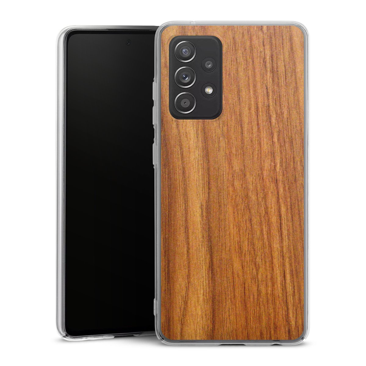 Galaxy A52s 5G Handy Hard Case Schutzhülle transparent Smartphone Handy Hülle Wood Larch Wooden Look Hard Case