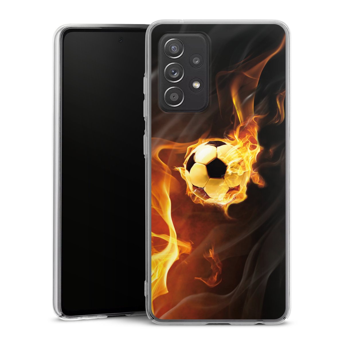 Galaxy A52s 5G Handy Hard Case Schutzhülle transparent Smartphone Handy Hülle Ball Fire Soccer Hard Case