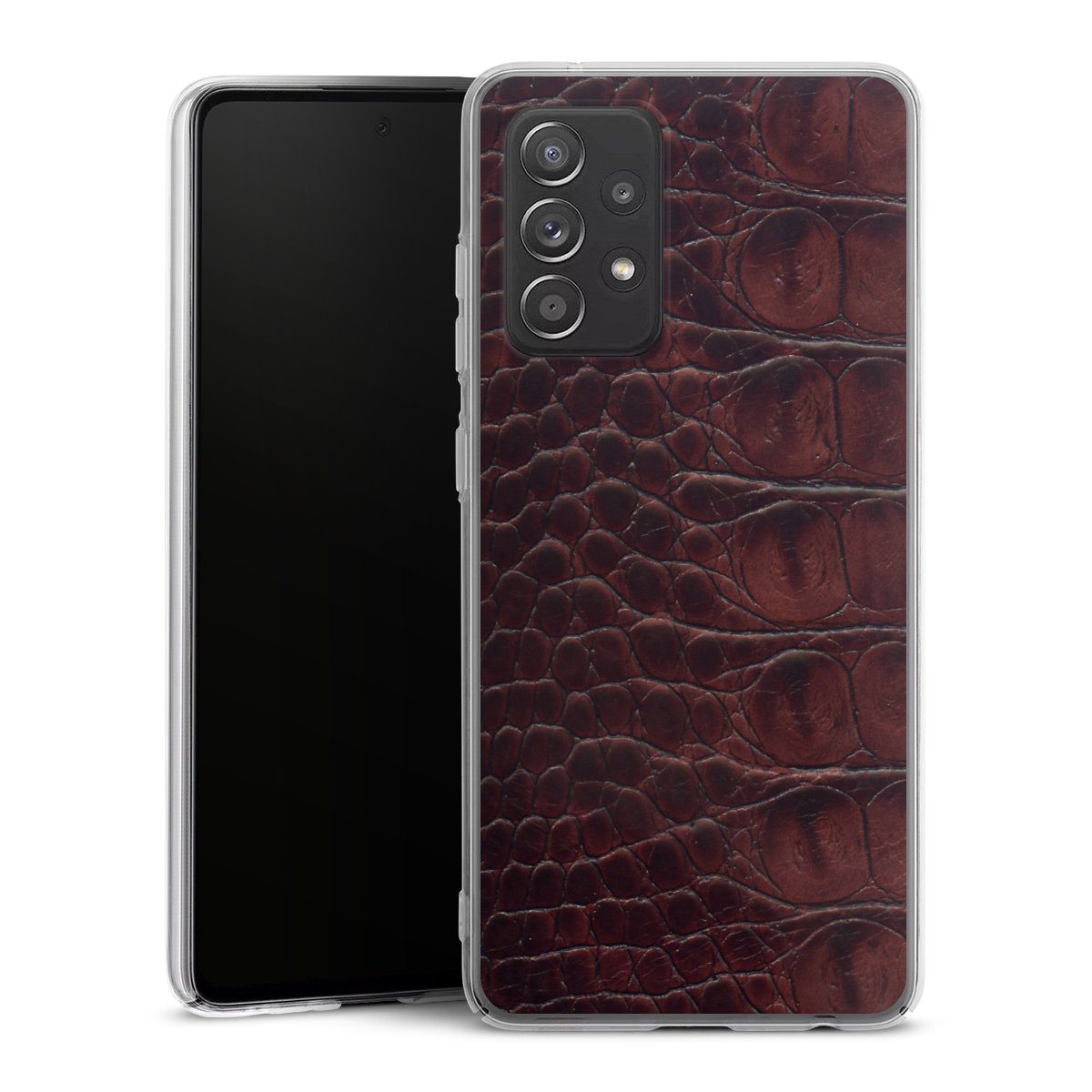 Galaxy A52s 5G Handy Hard Case Schutzhülle transparent Smartphone Handy Hülle Crocodile Animal Print Leather Hard Case