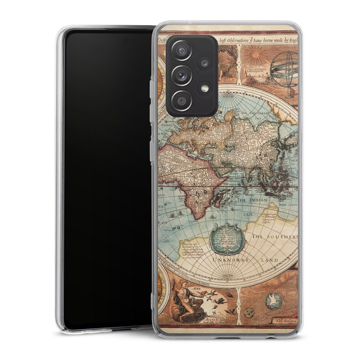 Galaxy A52s 5G Handy Hard Case Schutzhülle transparent Smartphone Handy Hülle World Map Vintage Map Hard Case