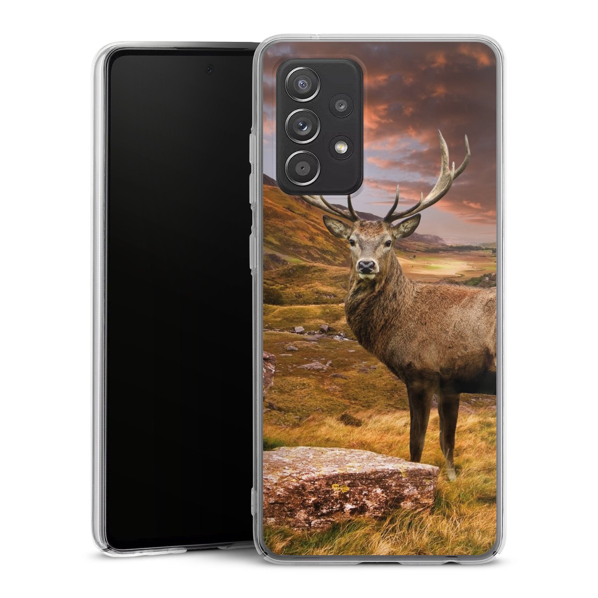 Galaxy A52s 5G Handy Hard Case Schutzhülle transparent Smartphone Handy Hülle Meadow Mountain Deer Hard Case