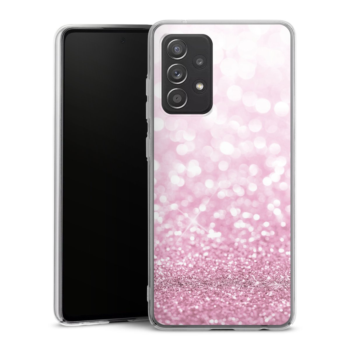 Galaxy A52s 5G Handy Hard Case Schutzhülle transparent Smartphone Handy Hülle Glitzer Pink Shine Hard Case