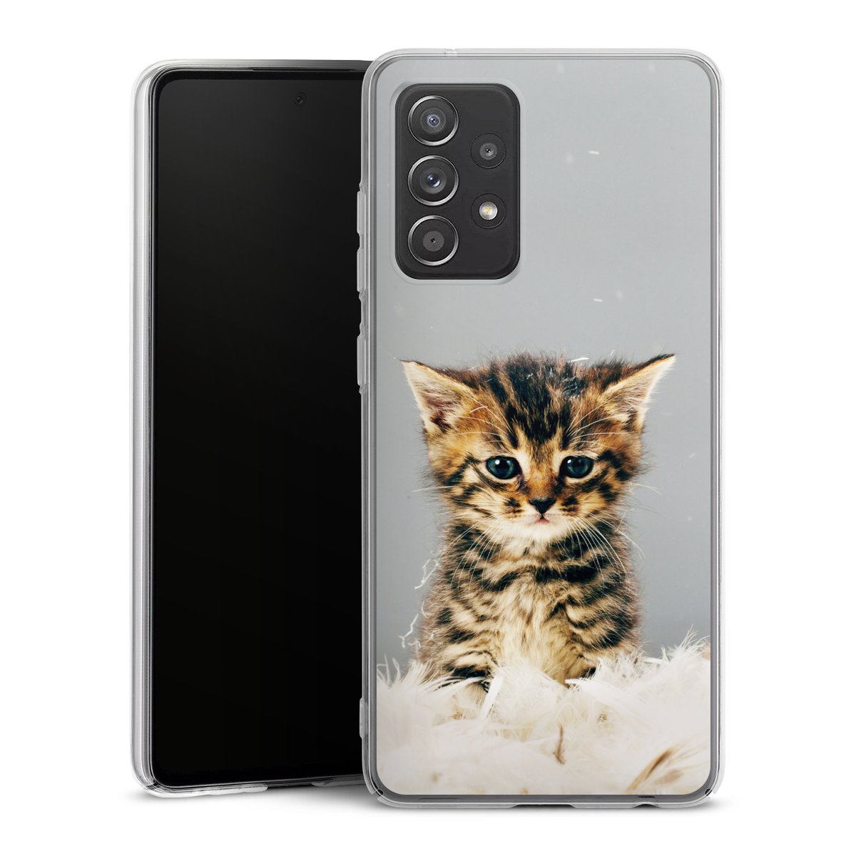 Galaxy A52s 5G Handy Hard Case Schutzhülle transparent Smartphone Handy Hülle Cat Feather Pet Hard Case