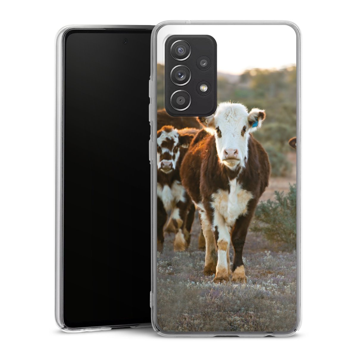 Galaxy A52s 5G Handy Hard Case Schutzhülle transparent Smartphone Handy Hülle Cow Farmer Calf Hard Case