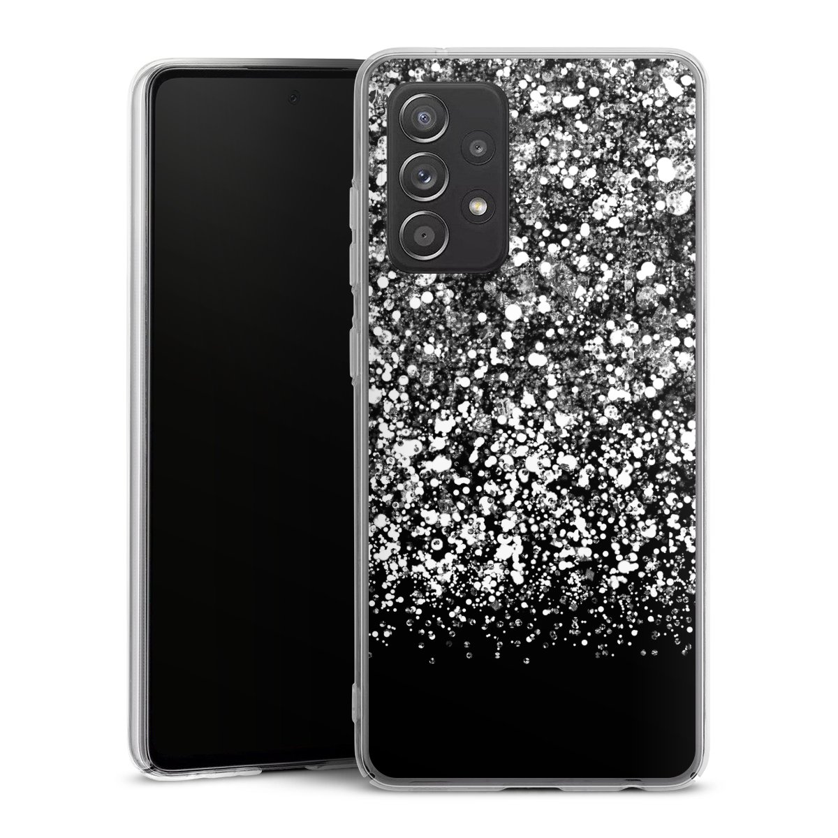 Galaxy A52s 5G Handy Hard Case Schutzhülle transparent Smartphone Handy Hülle Glitzer Snowflake Muster Hard Case