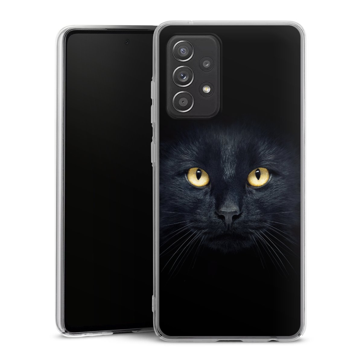 Galaxy A52s 5G Handy Hard Case Schutzhülle transparent Smartphone Handy Hülle Eye Cat Black Hard Case