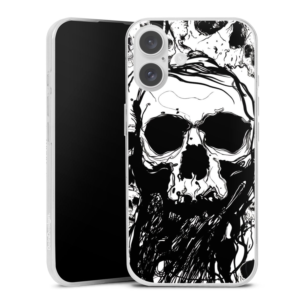 iPhone 16 Handy Slim Case extra dünn Silikon Handyhülle transparent Hülle Totenkopf Halloween Silikon Slim Case