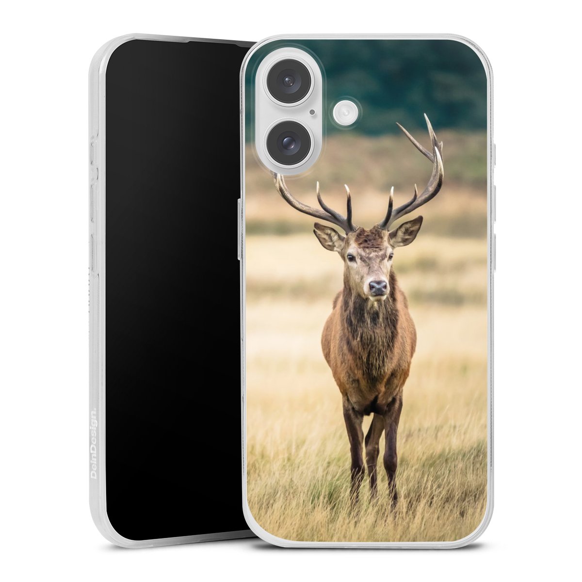 iPhone 16 Handy Slim Case extra dünn Silikon Handyhülle transparent Hülle Deer Meadow Forrest Silikon Slim Case