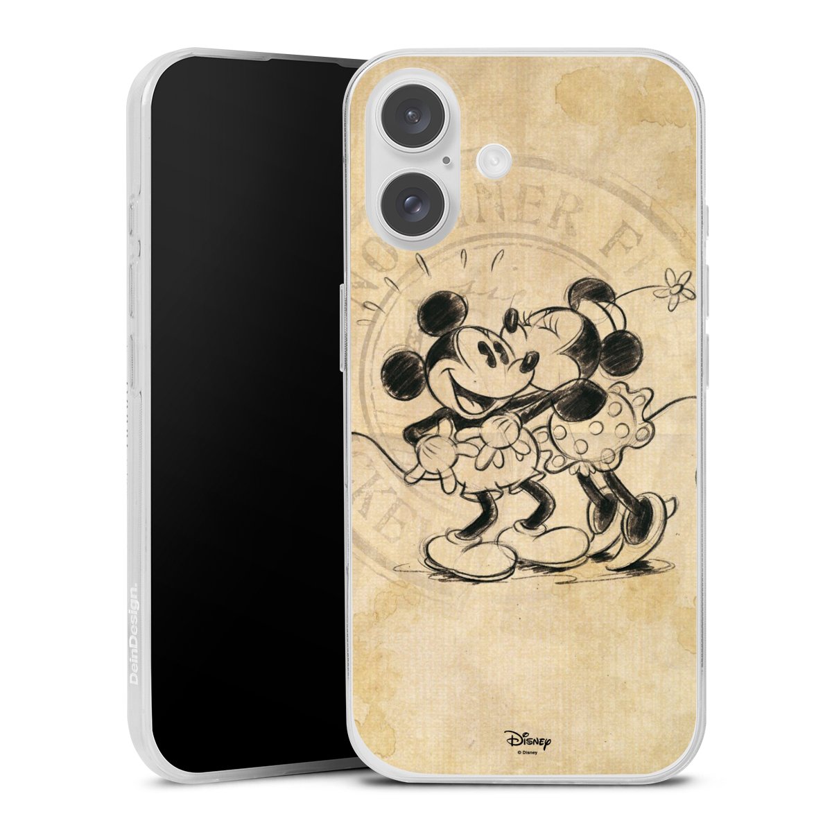 iPhone 16 Handy Slim Case extra dünn Silikon Handyhülle transparent Hülle Mickey Mouse Vintage Minnie Mouse Silikon Slim Case