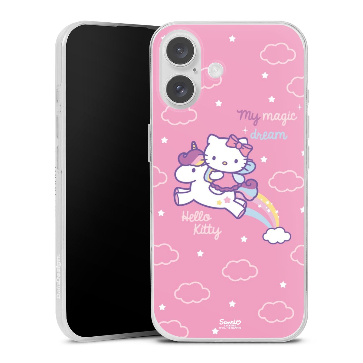 iPhone 16 Handy Slim Case extra dünn Silikon Handyhülle transparent Hülle Einhorn Official Licensed Product Hello Kitty Silikon Slim Case