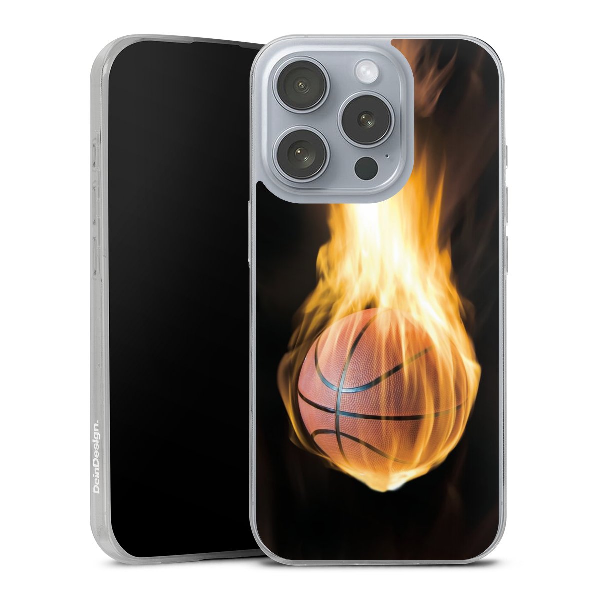 iPhone 16 Pro Handy Slim Case extra dünn Silikon Handyhülle transparent Hülle Basketball Sports Fire Silikon Slim Case