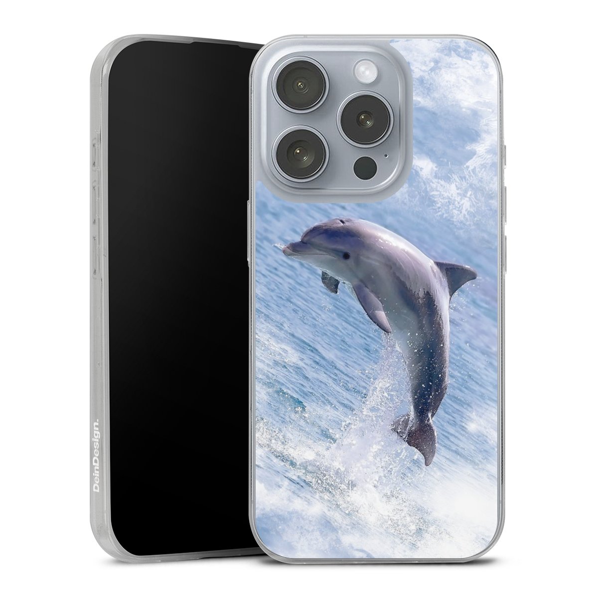 iPhone 16 Pro Handy Slim Case extra dünn Silikon Handyhülle transparent Hülle Dolphin Ocean Wale Silikon Slim Case