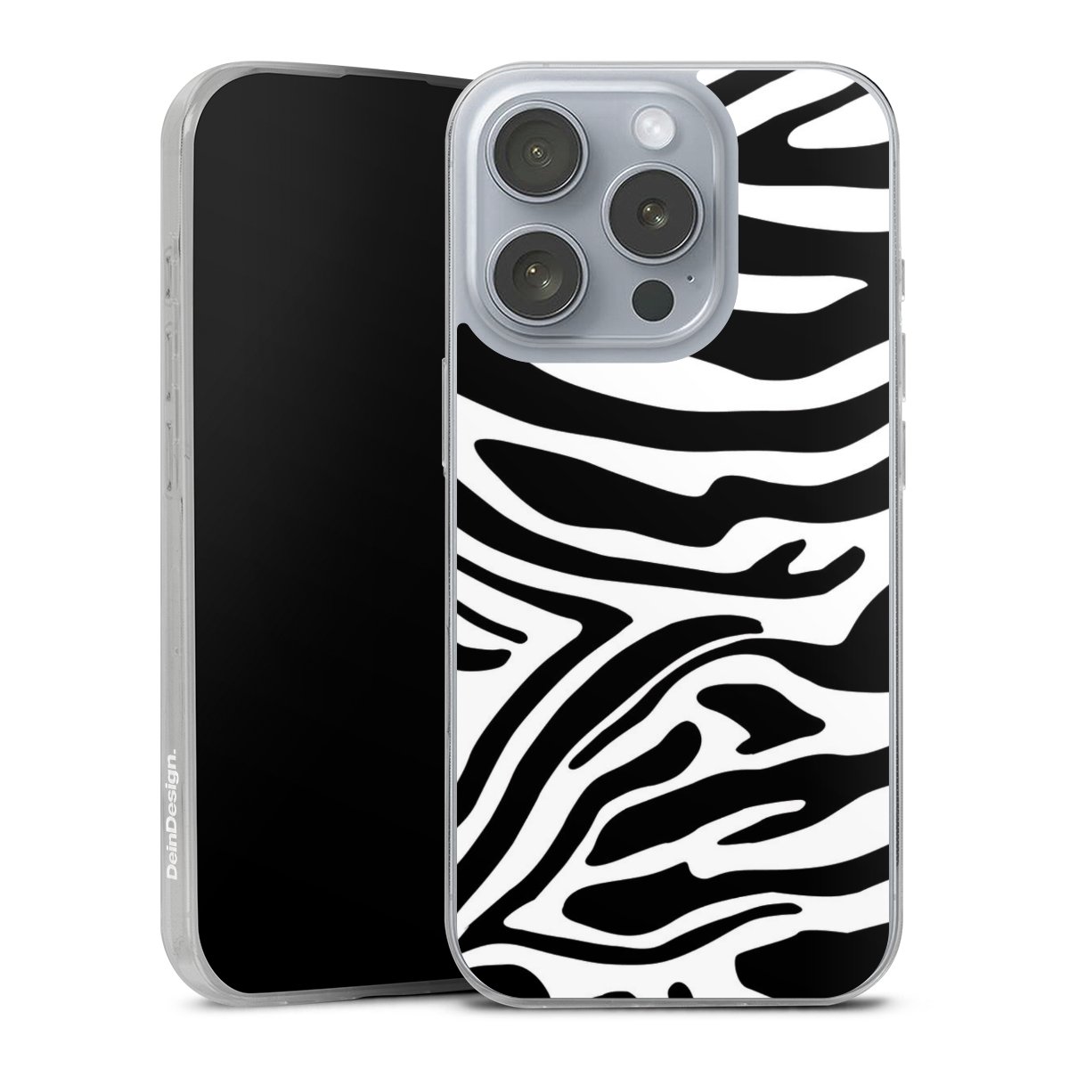 iPhone 16 Pro Handy Slim Case extra dünn Silikon Handyhülle transparent Hülle Zebra Animal Look Animal Print Silikon Slim Case