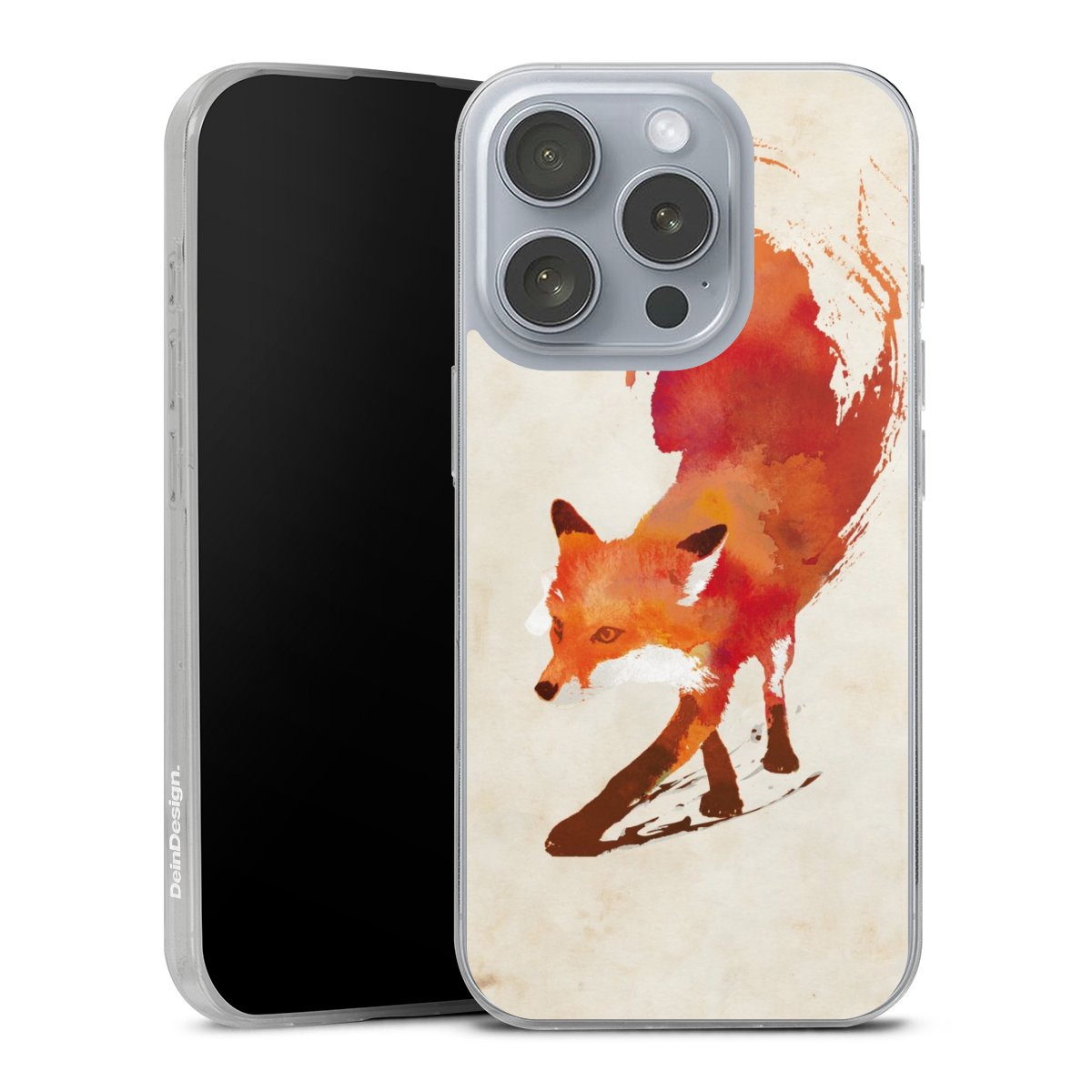 iPhone 16 Pro Handy Slim Case extra dünn Silikon Handyhülle transparent Hülle Fox Graphic Silikon Slim Case