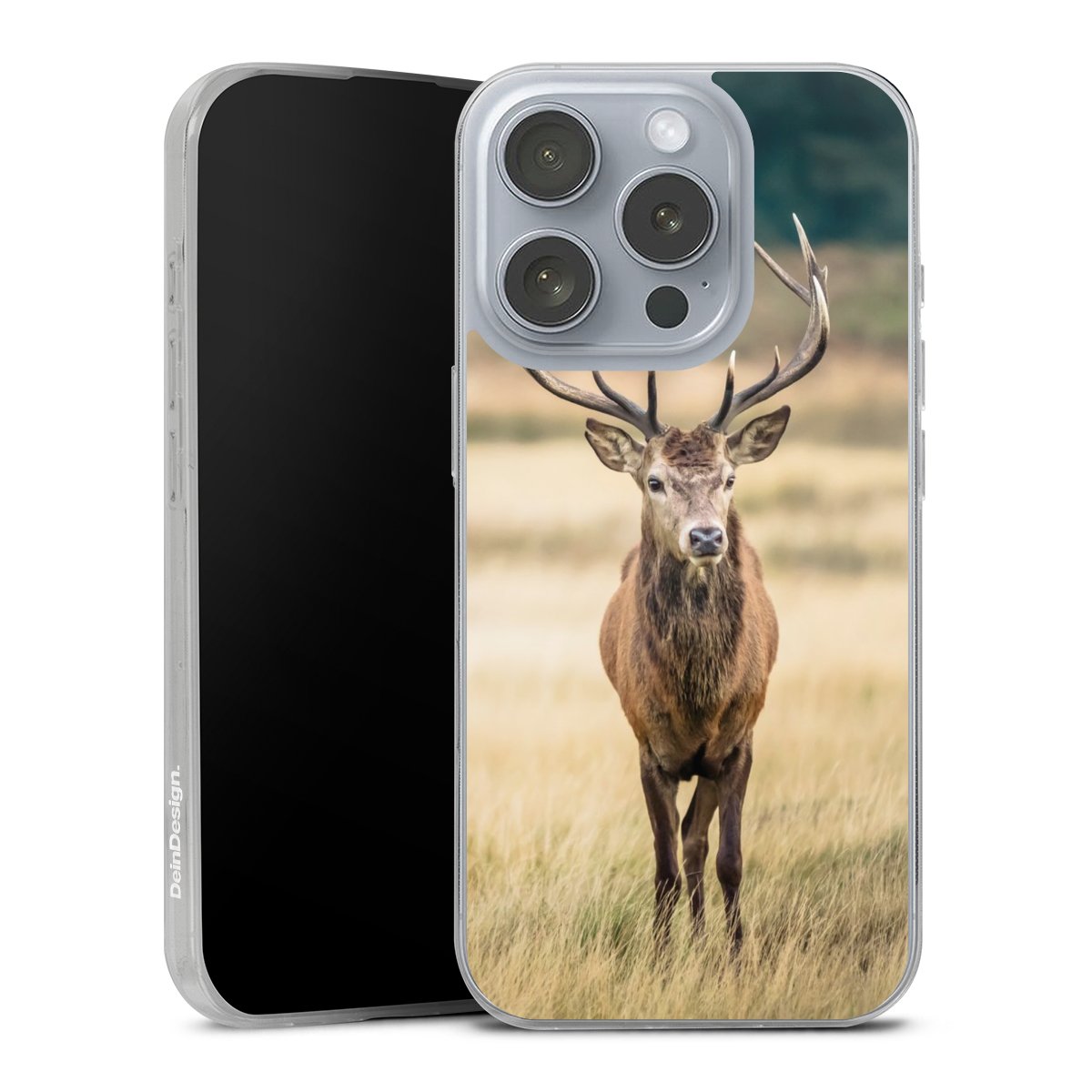 iPhone 16 Pro Handy Slim Case extra dünn Silikon Handyhülle transparent Hülle Deer Meadow Forrest Silikon Slim Case