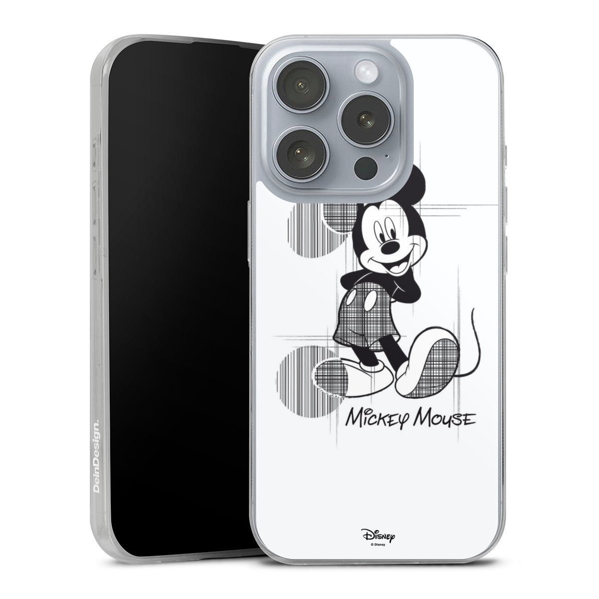 iPhone 16 Pro Handy Slim Case extra dünn Silikon Handyhülle transparent Hülle Disney Official Licensed Product Mickey Mouse Silikon Slim Case