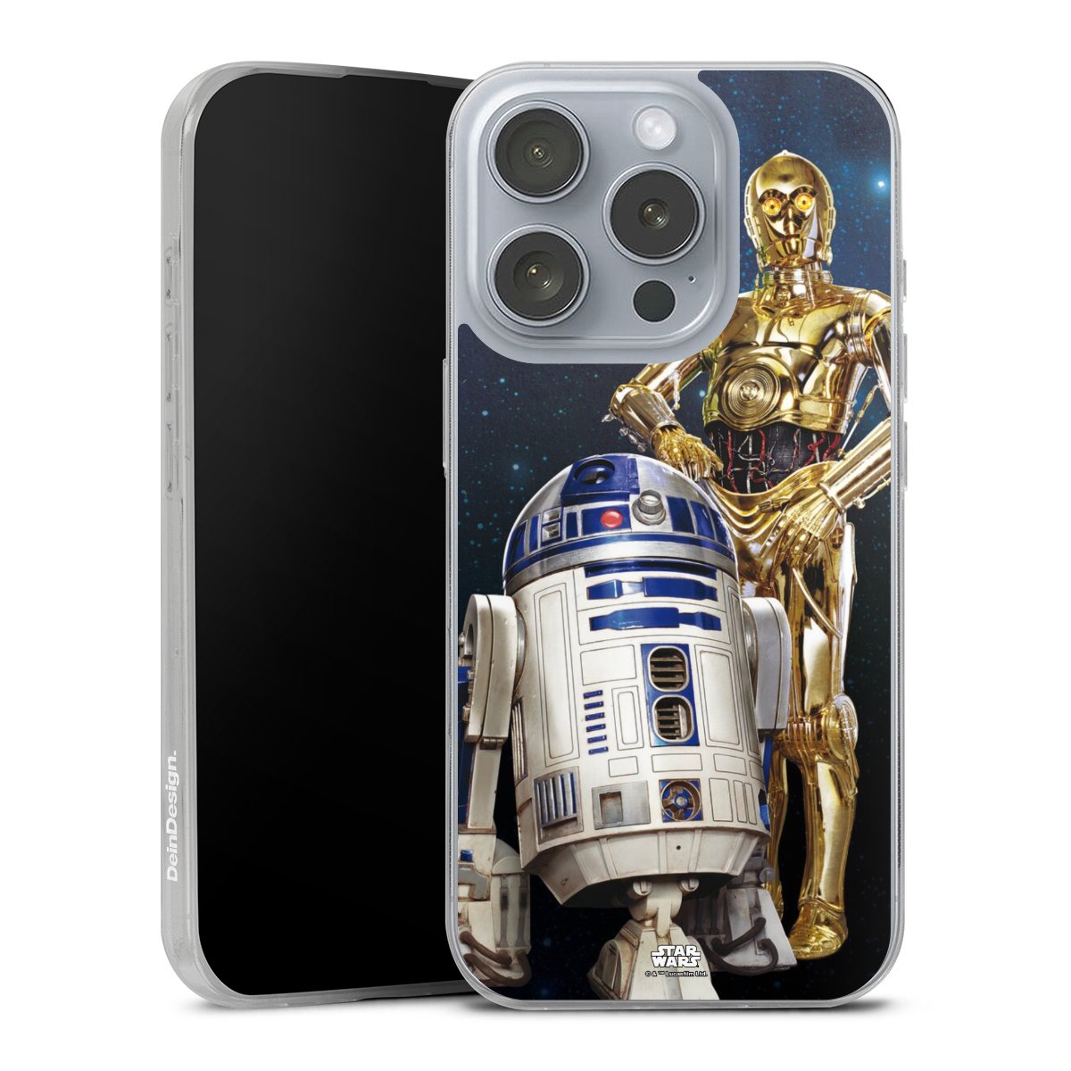 iPhone 16 Pro Handy Slim Case extra dünn Silikon Handyhülle transparent Hülle Weltall Star Wars R2d2 Silikon Slim Case