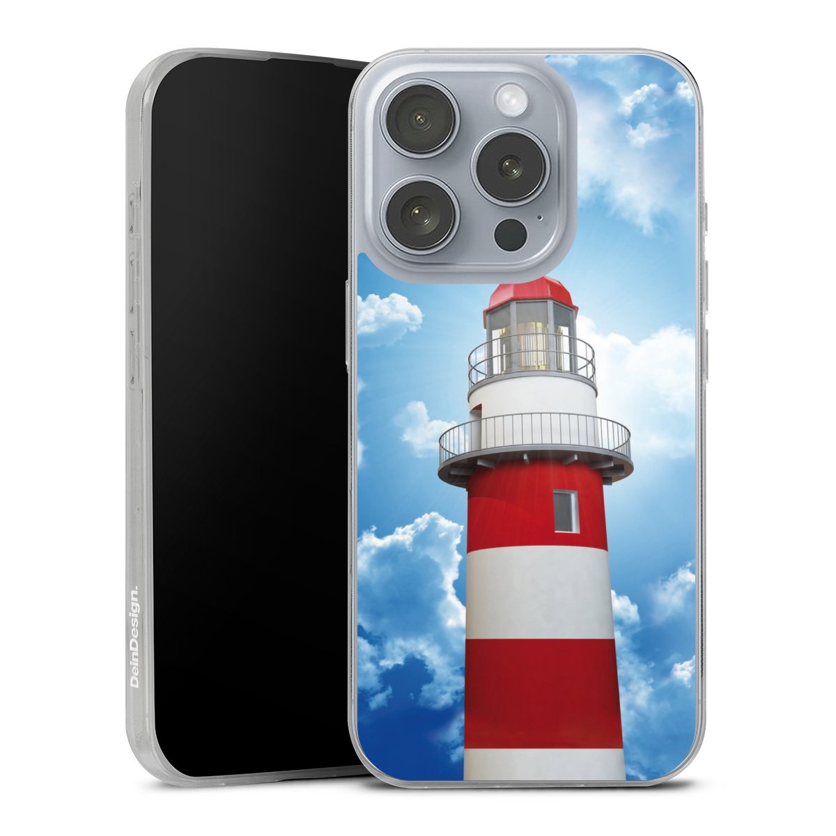 iPhone 16 Pro Handy Slim Case extra dünn Silikon Handyhülle transparent Hülle Lighthouse Sky Cloud Silikon Slim Case