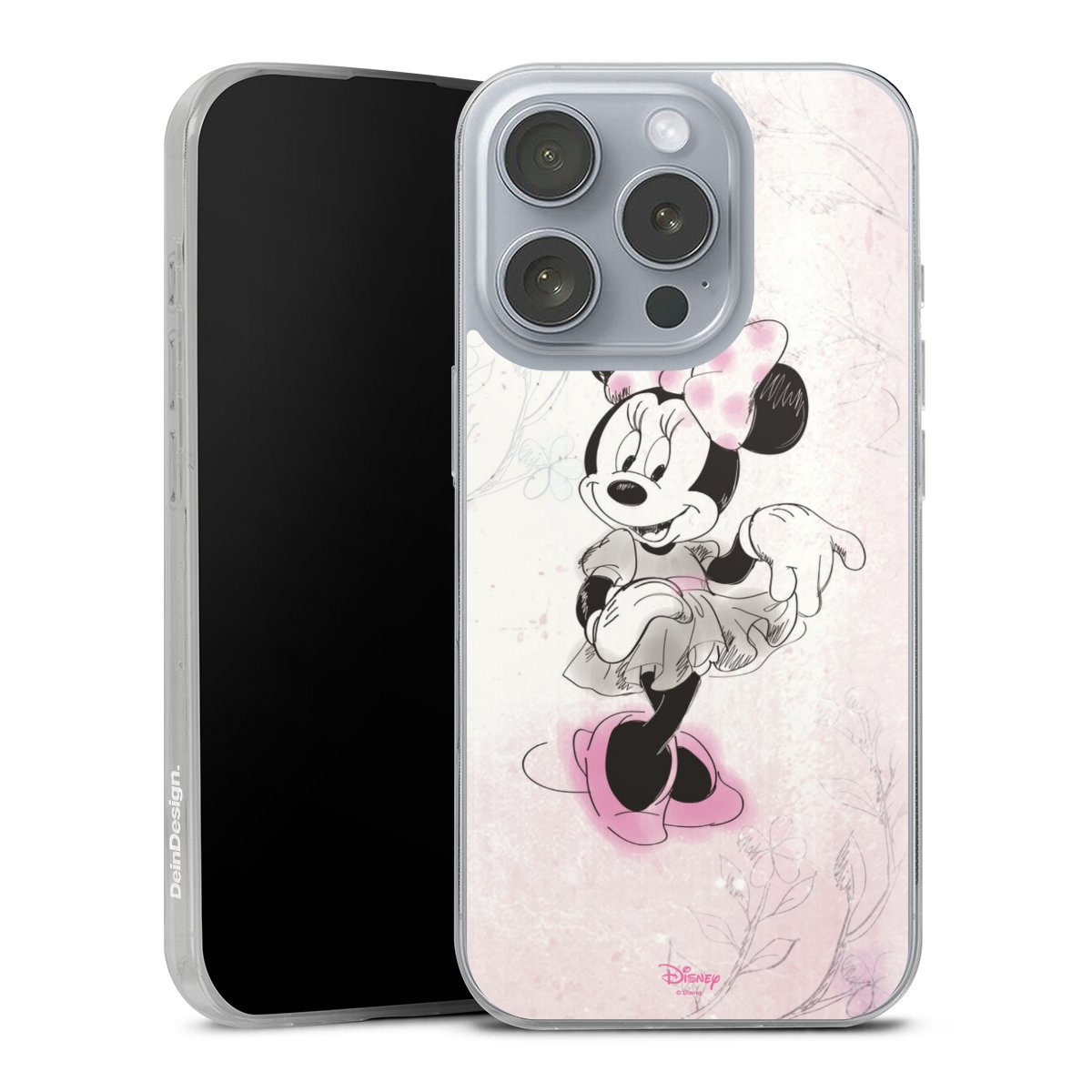 iPhone 16 Pro Handy Slim Case extra dünn Silikon Handyhülle transparent Hülle Disney Minnie Mouse Vintage Silikon Slim Case