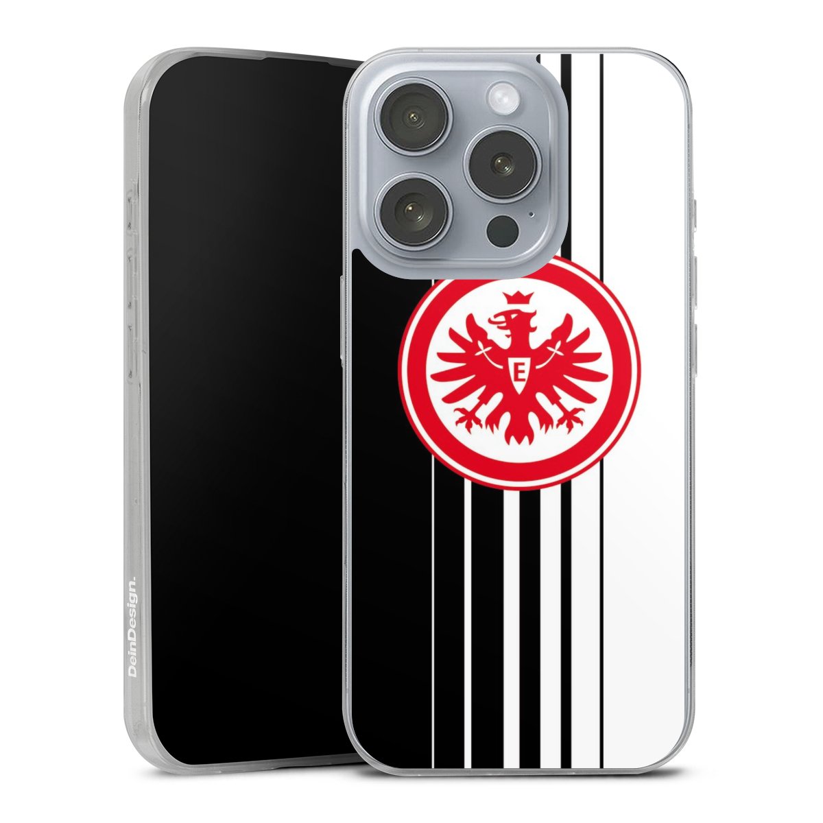 iPhone 16 Pro Handy Slim Case extra dünn Silikon Handyhülle transparent Hülle Stripes Eintracht Frankfurt Official Licensed Product Silikon Slim Case