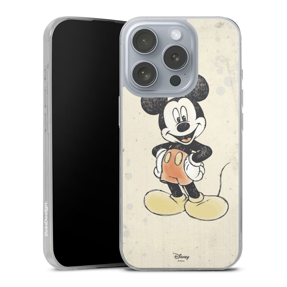 iPhone 16 Pro Handy Slim Case extra dünn Silikon Handyhülle transparent Hülle Water Colour Mickey & Minnie Mouse Official Licensed Product Silikon Slim Case