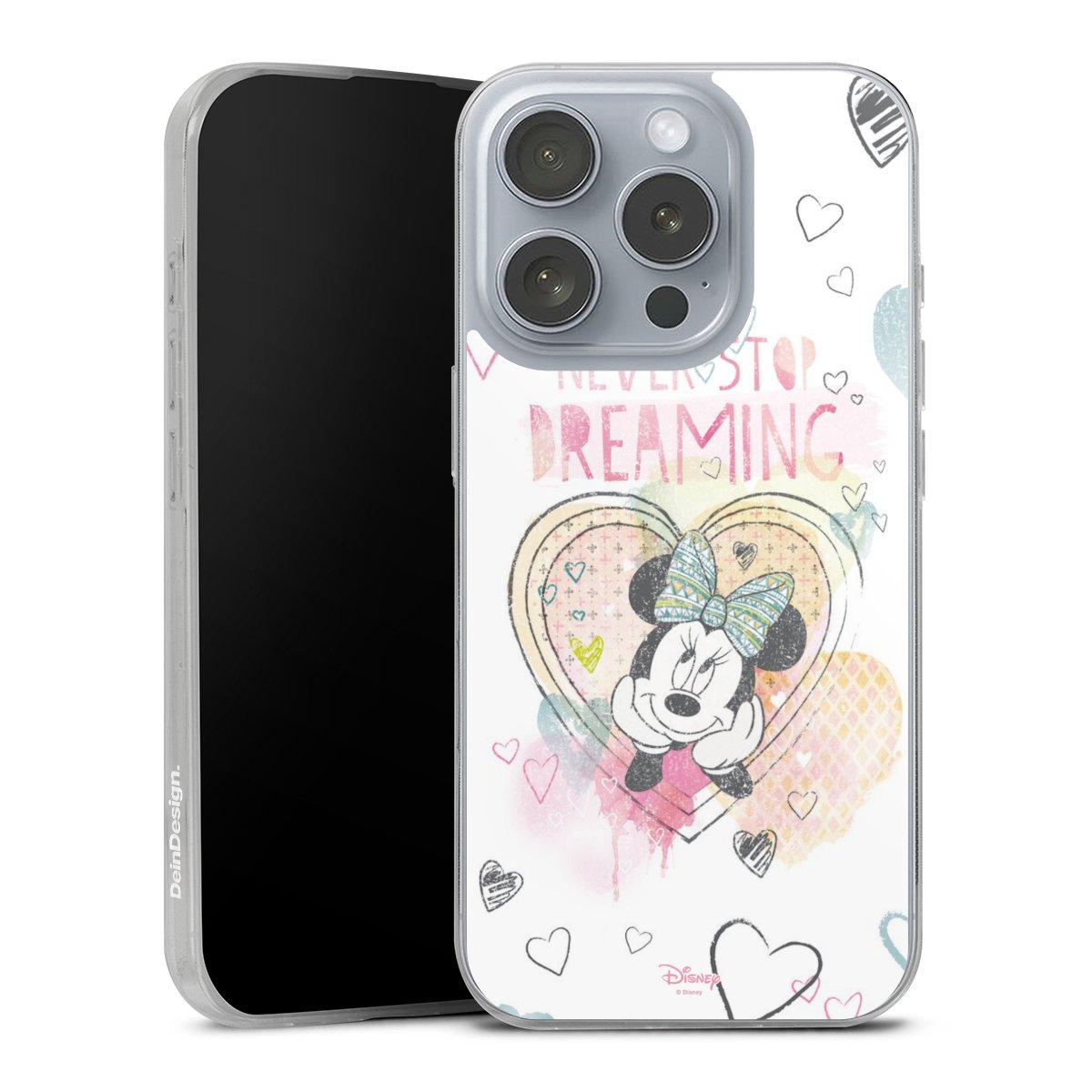 iPhone 16 Pro Handy Slim Case extra dünn Silikon Handyhülle transparent Hülle Disney Official Licensed Product Minnie Mouse Silikon Slim Case